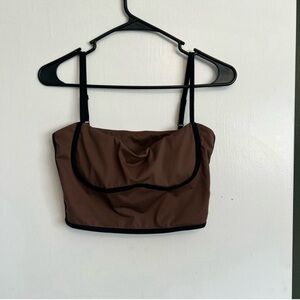 Move with You Brown and black padded sports crop top 
size large